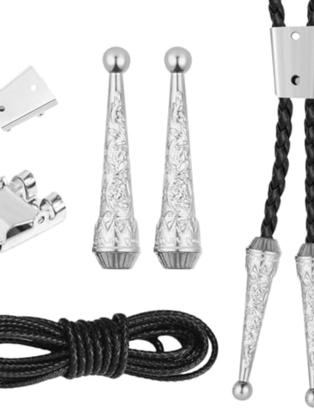 5PCS Bolo‎ Tie Kit with Two Pendants | Durable Cord and Two Size Metal Slide
